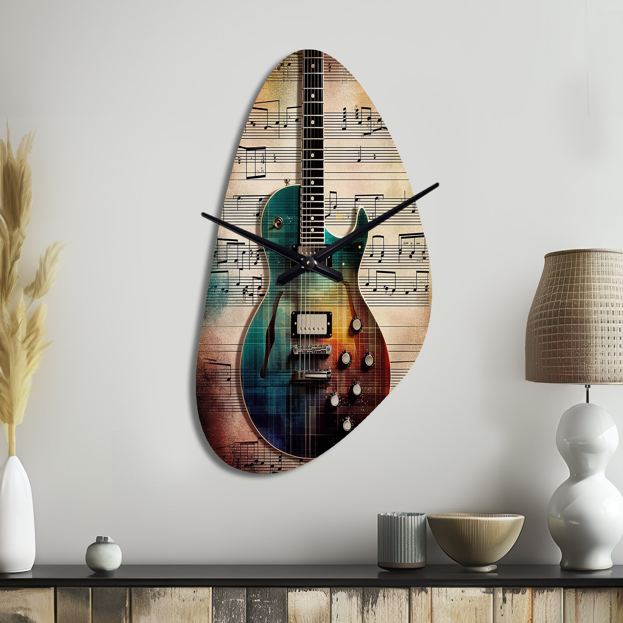 Design Art Playing To The Melody - Music Unique Shape Metal Wall Clock ...
