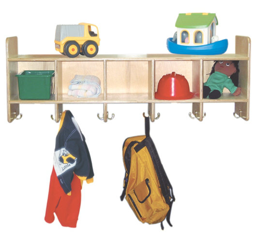 Natural Wood 5-Section Wall Hanging Storage Unit