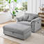 Corduroy Accent Armchair with Storage Stool-376123022