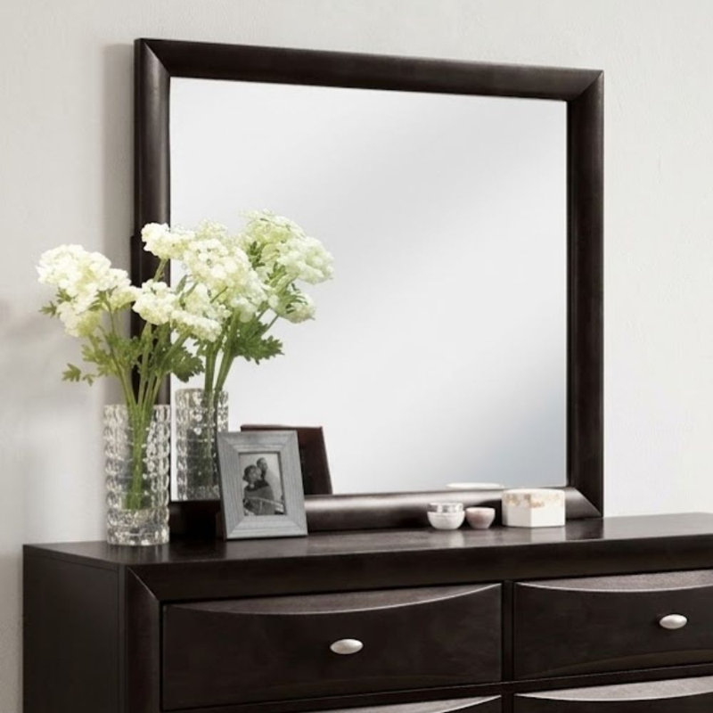 Miroir rectangulaire contemporain Mackenzie Black, 100 cm (L) x 89 cm (H), encadré de bois