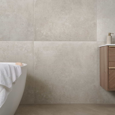 Aramon 23.62 in. x 47.24 in. Limestone Look Semi-Polished Porcelain Floor and Wall Tile (15.38 Sq. Ft. / Case)