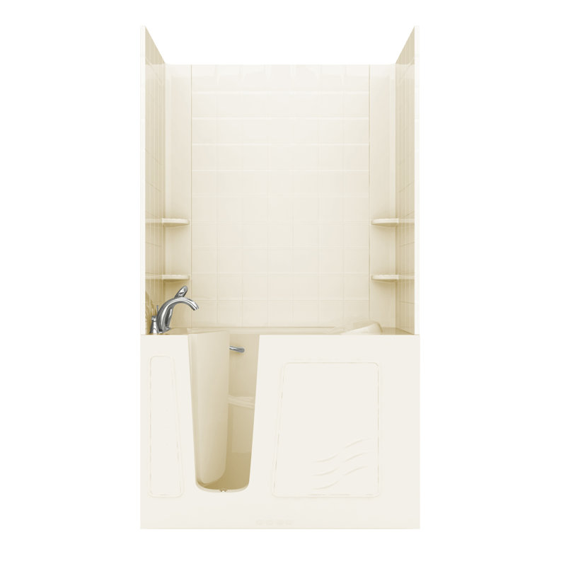 Ashton 53" x 30" Walk in Soaking with Faucet, Light and Integrated Seat, Biscuit, Left