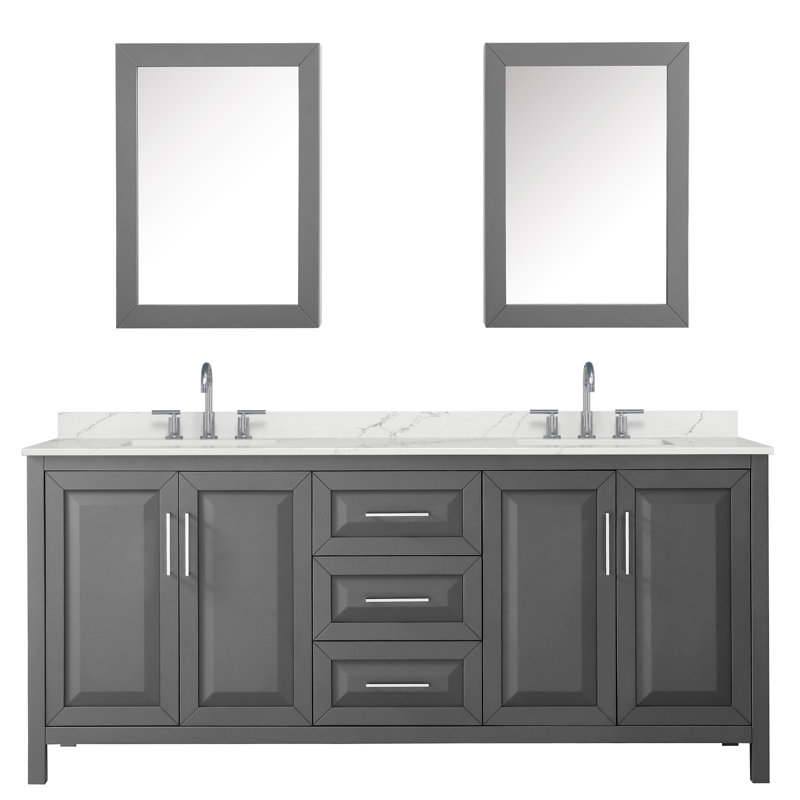 Daria 80'' W Vanity, Gray, Polished Chrome, Giotto Quartz