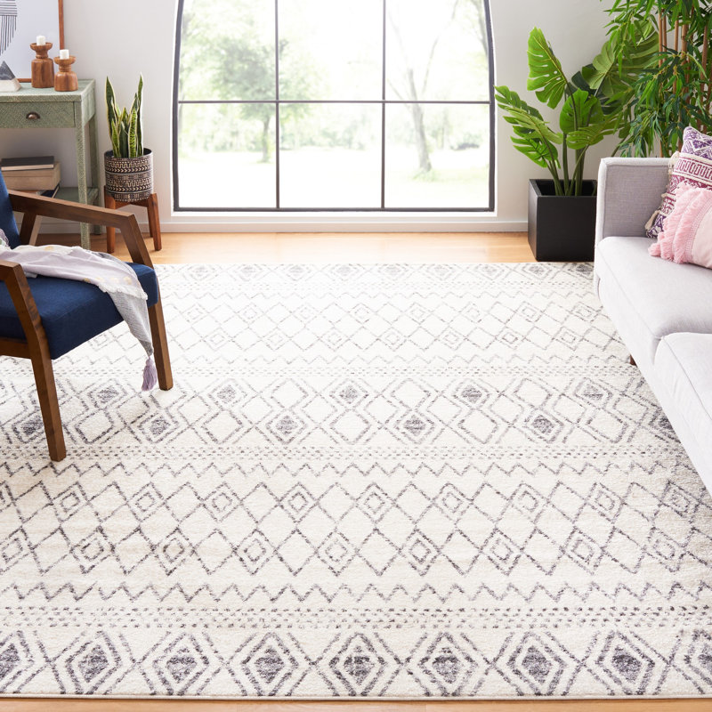 Tapis ivoire / gris Southwestern, Rectangle 8 pi x 10 pi