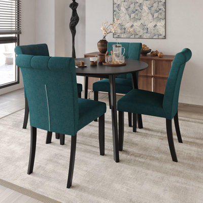 Danina 5-Piece Dining Set With Upholstered Chairs And 42" Round Table