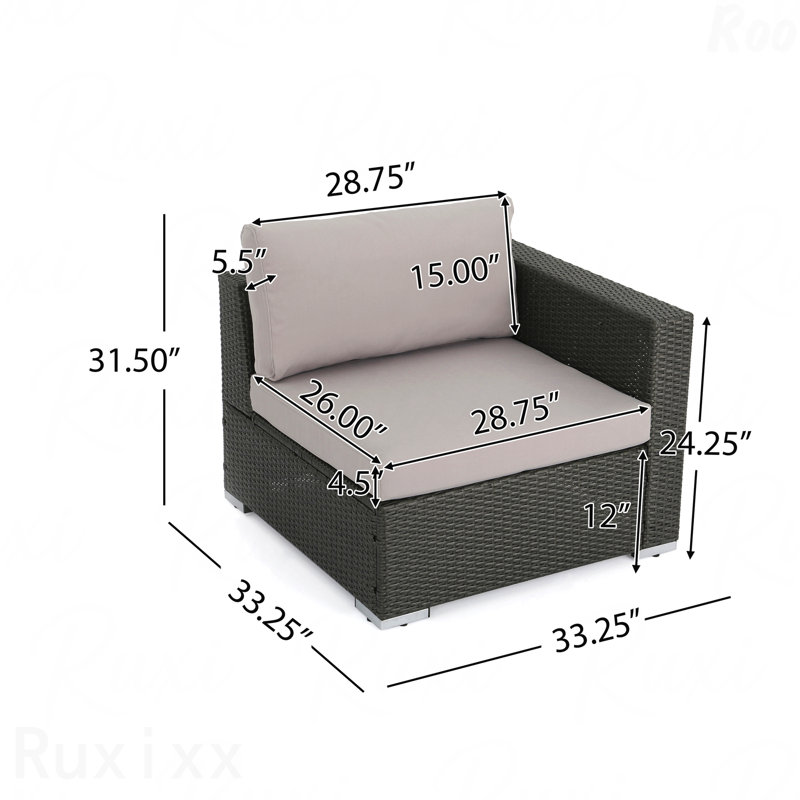 Fauteuil de patio droit Gry + Alu, Gris/argent