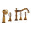Robinet de baignoire à fixation sur le comptoir de style rétro avec douche à main - finition laiton antique