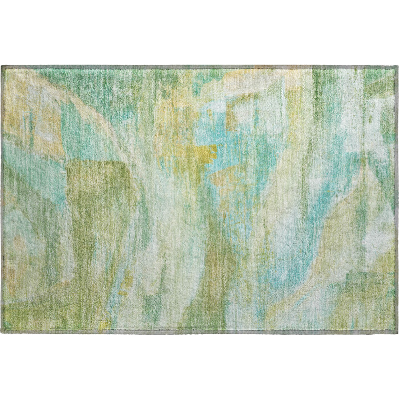 Premium Machine Washable Mayfield AMF2039 Abstract Rug, 1'8" x 2'6", Green