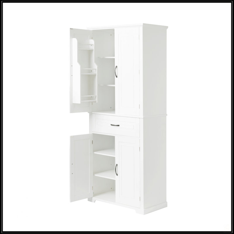 Bathroom Storage Cabinet With Doors And Drawer, White