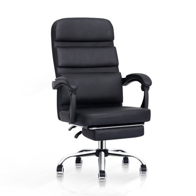 Fauteuil de direction inclinable en similicuir avec repose-pieds extensible, siège d'ordinateur ergonomique réglable