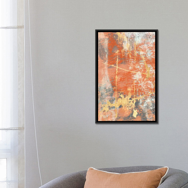 «Terre Cotta Lace I», impression sur toile, H 26 po x l 18 po x P 1,5 po, Toile avec cadre noir, Pas de tapis