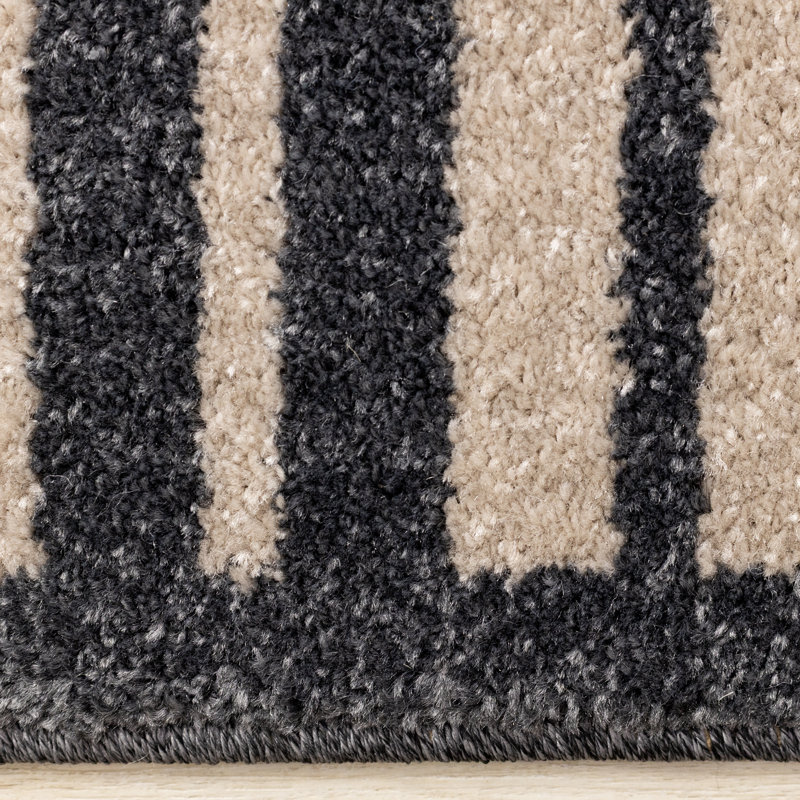 Striped Brown Gray Black Modern Indoor Area Rug, Rectangle 7'10" x 10'6", Brown