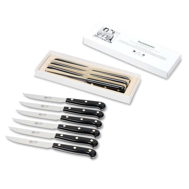 Duemiladodici 6 - Piece Stainless Steel Steak Knife Set, Methacrylate, Black