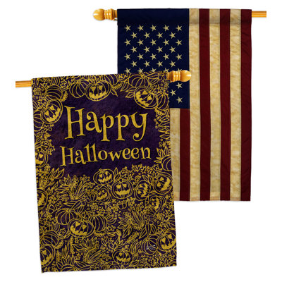 Drapeau de maison mystérieux en polyester 40 x 28 po Halloween