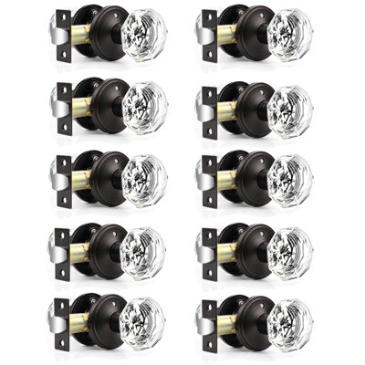 Crystal Privacy Door Knobs Keyless Lock with Round Rosette