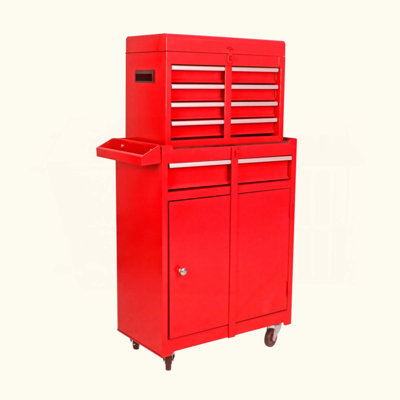 Rolling Tool Chest, 5-Drawer Tool Box Organizer W/Lockable Wheels & Sliding Drawers & Detachable Top & Adjustable Shelf, Tool Storage Cabinet For Garage Workshop