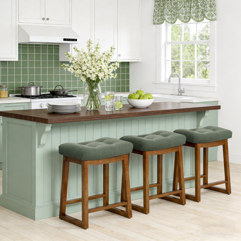 Tabouret de bar 24 po Cindina, Lin vert / bois