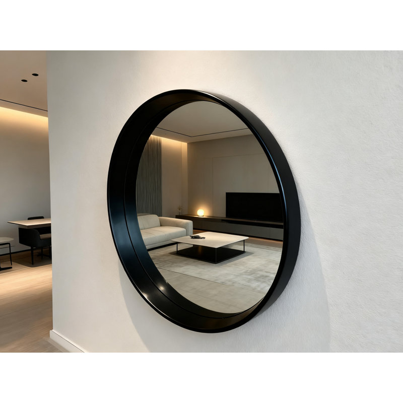 Metal Round Mirror, Matte Black