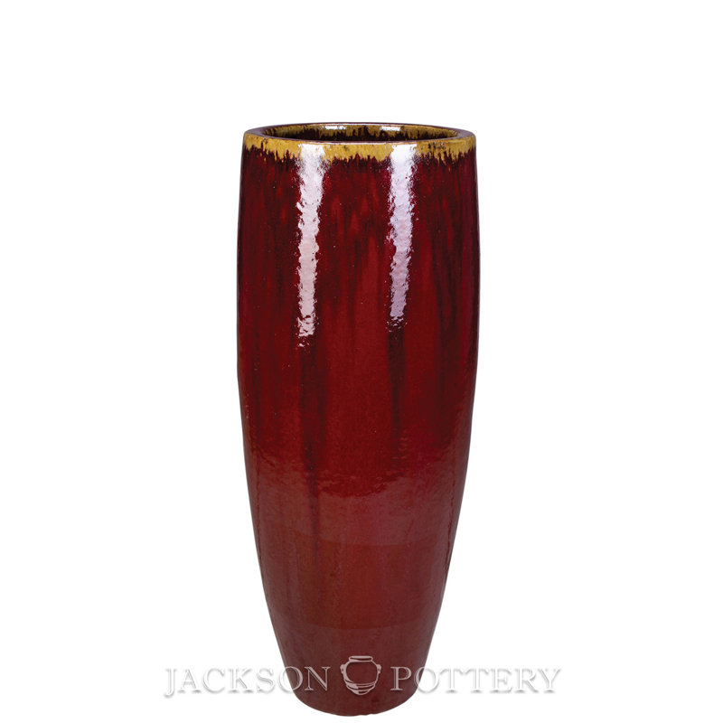 Grand vase 14 po x 38 po - Sang de bœuf, H 38 po x l 14 po x P 14 po