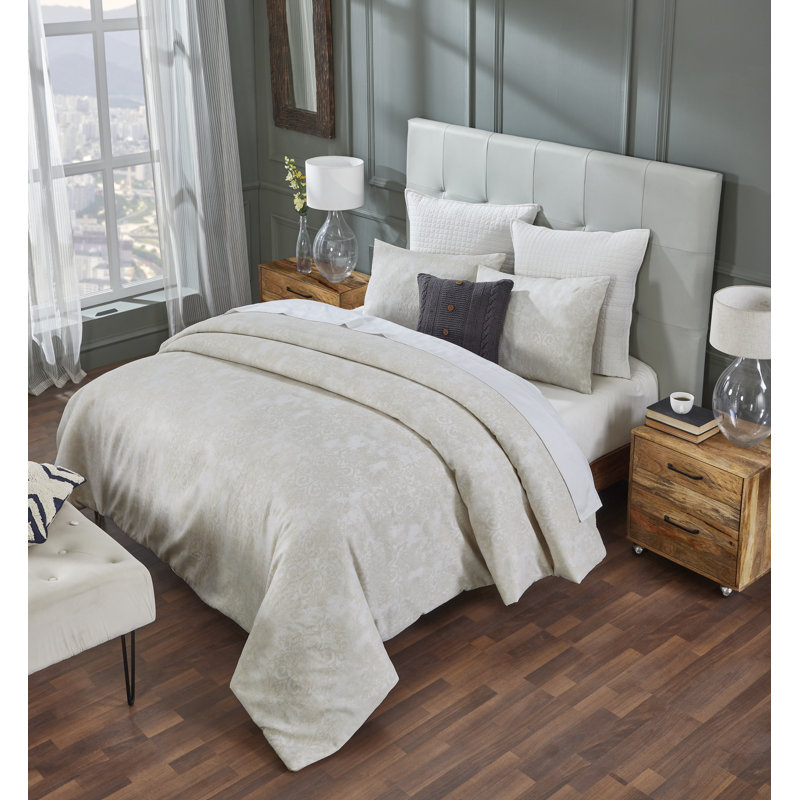 Vincent Collection Queen Comforter Set in Grey, Beige, Queen Comforter + 2 Standard Shams