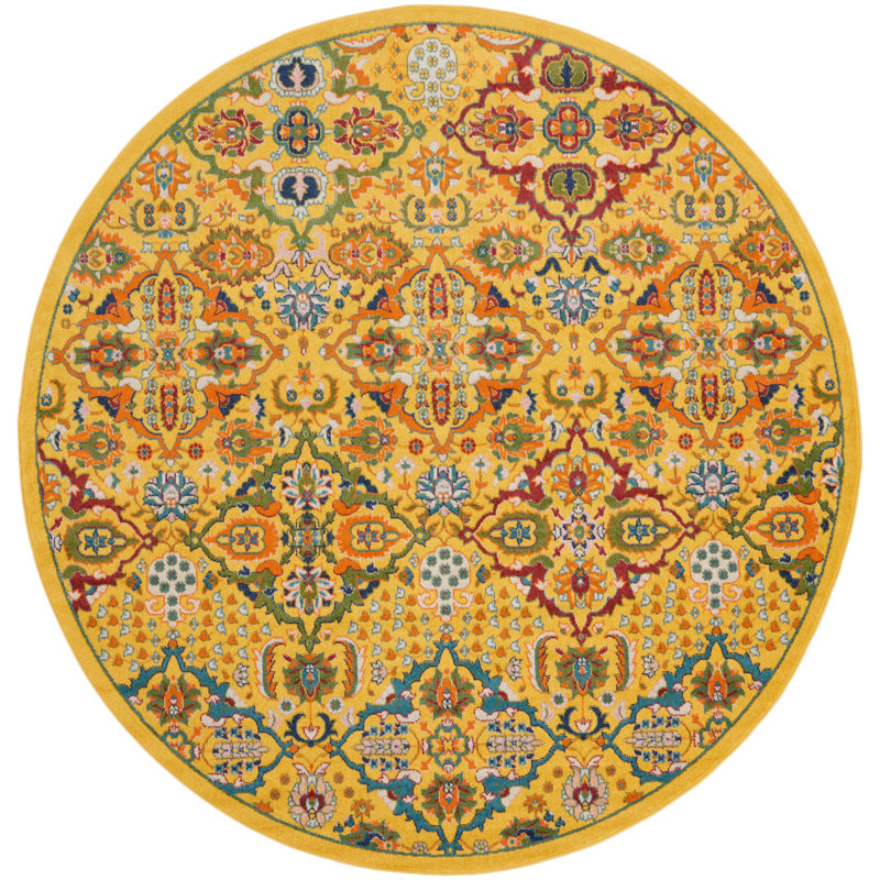 Weirton Floral Indoor Rug, Round 7'10"