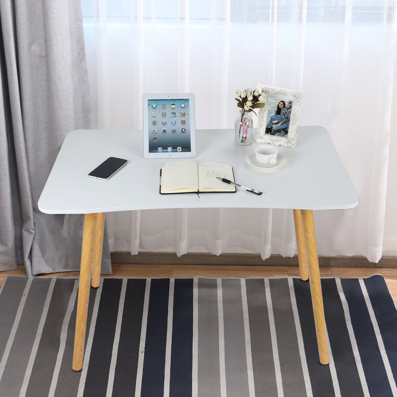 Table d'ordinateur moderne en bois blanc, L 40 po x l 24 po x H 30 po - Bureau durable et élégant pour le bureau à domicile, la chambre à coucher ou le bureau