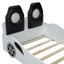 Lit de style voiture de course simple à DEL avec support dorsal confortable, bois blanc - Éclairage d'appoint à DEL sécuritaire et élégant rembourré de style moderne