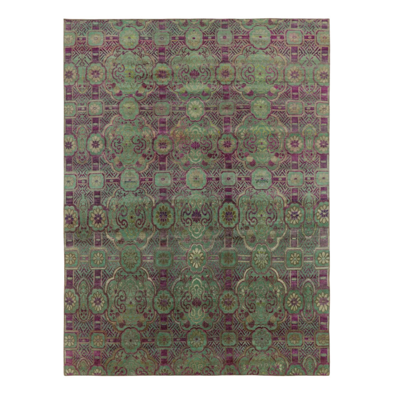 Handmade Silk and Wool Geometric Area Rug