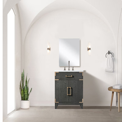 Meuble-lavabo simple avec comptoir en acrylique, 18 po Miroir et robinet