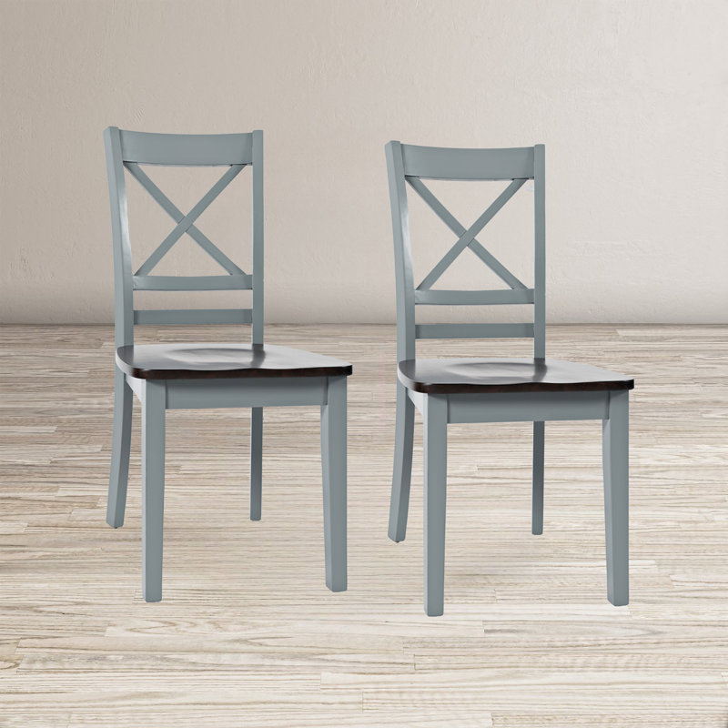 Paulis 18'' H Acacia Solid Wood Side Chair, Gray