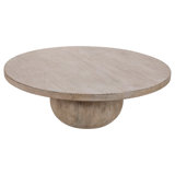 Belize 42" Round Reclaimed Pine Modern Coffee Table with Ball Pedestal Base