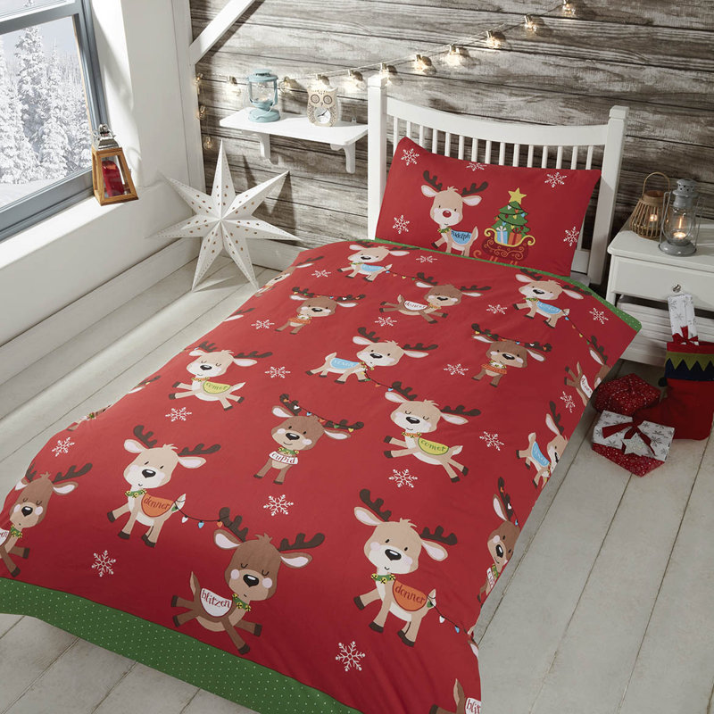 Reindeer Friends Duvet Cover Set, Single - 1 Standard Pillowcase