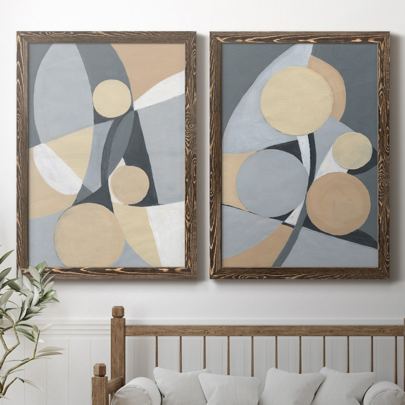 Millenium I - ensemble de 2 reproductions d'art, Pas de tapis, Toile avec cadre en noyer, H 44 po x l 31 po x P 1 po