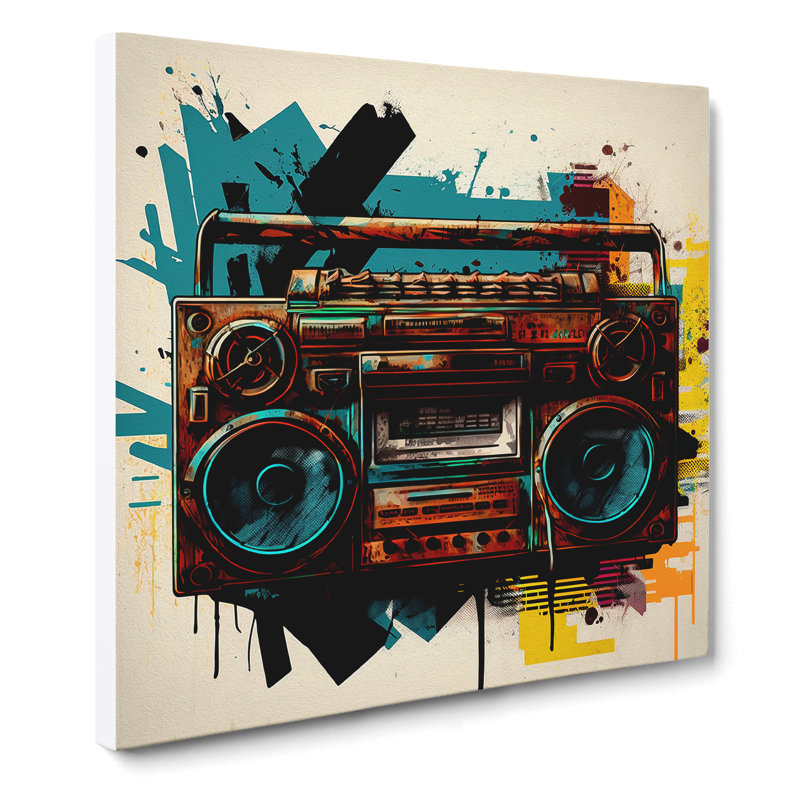 Boombox Abstract Art - Wrapped Canvas, 50cm H x 50cm W x 3cm D