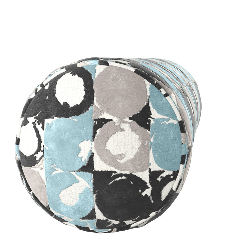 Birstall Rayon/Viscose Bolster Pillow Cover & Insert, Blue Geometric, 9"H x 48"W
