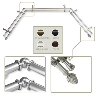 Adjustable Bay Window Double Curtain Rod