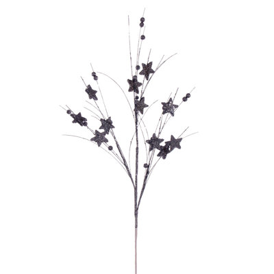33" Star and Ball Glitter Spray, 6 per bag.