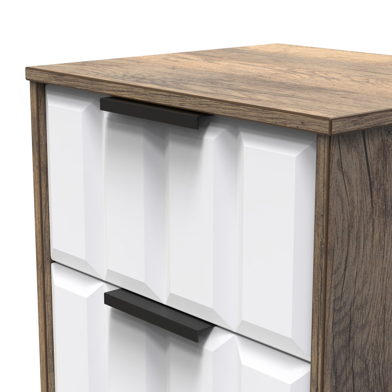 Doss 45cm W Manufactured Wood Bedside Table, White Matt/Vintage Oak