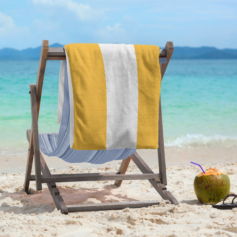 Boston Lightweight Beach Towel, Yellow/White/Yellow, Poly/Cotton