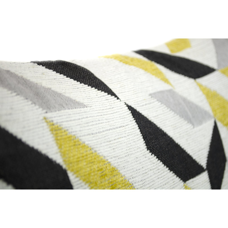 Modern Abstract Yellow and Grey Feather Filled Square Throw Pillow