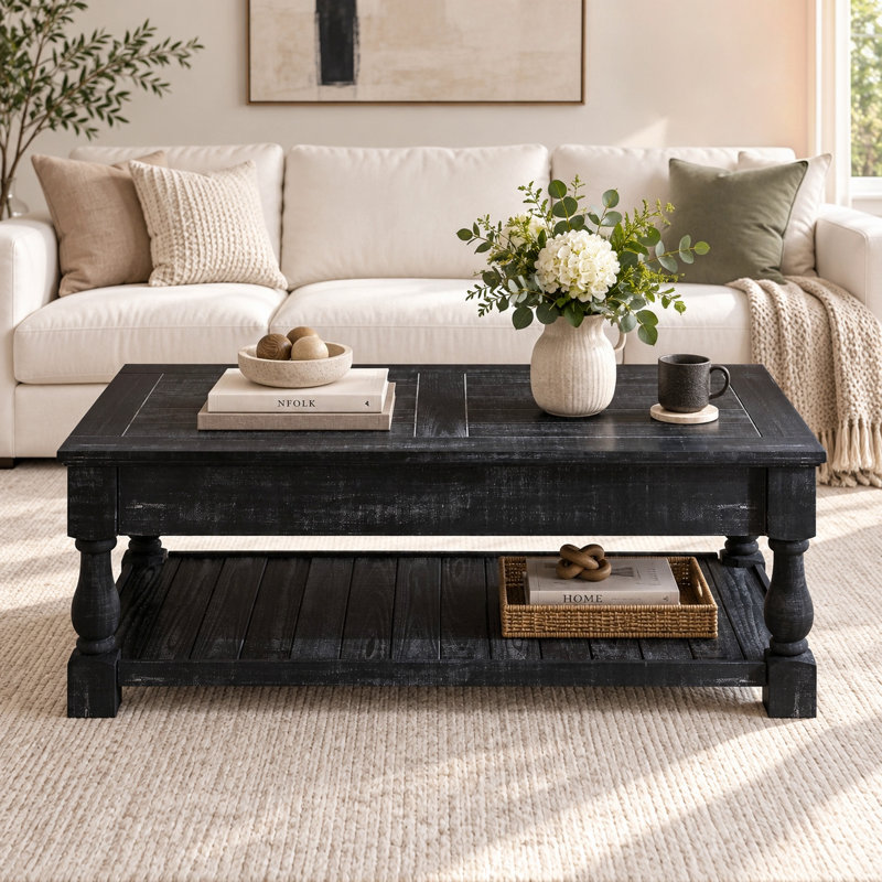 Table basse Farmhouse, Noir, noir, noir, noir, Black