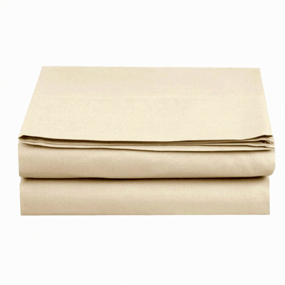 Premier Hotel Luxury Wrinkle-Free California Flat Sheet - 1500 Thread Count Cream Bedding - Soft, Smooth, and Elegant 1-Piece Flat Sheet