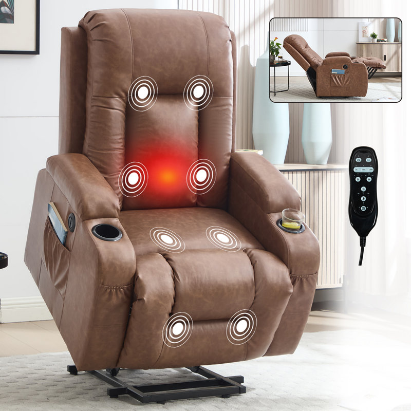 Fauteuil inclinable en polyuréthane PU, Brun