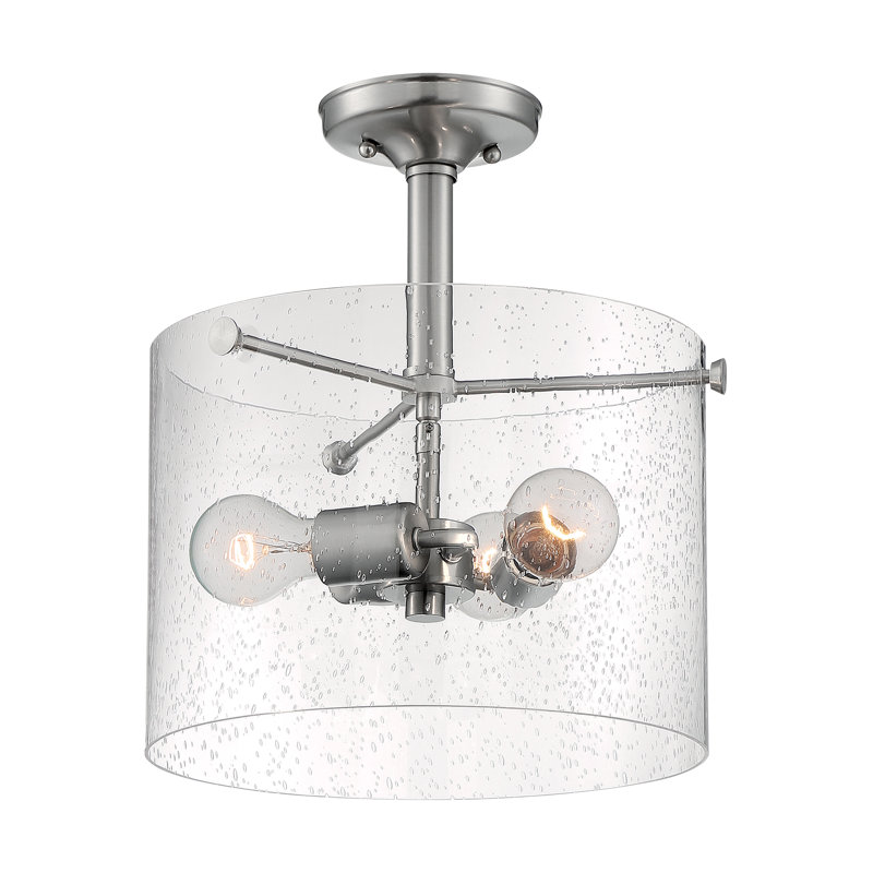 Weccacoe Glass Semi Flush Mount, Brushed Nickel