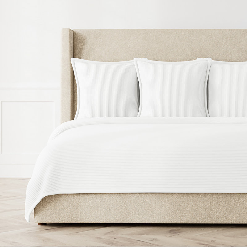 Linea Coverlet, Queen Coverlet + 2 Euro Shams, White