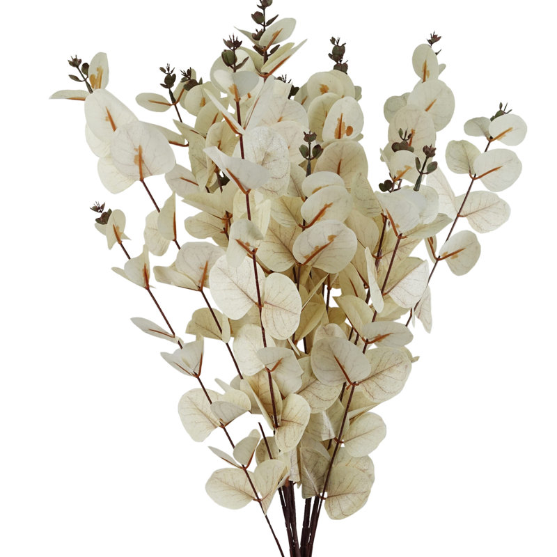 Pack of 6 Artificial Eucalyptus Foliage, 80 cm x 20 cm, White