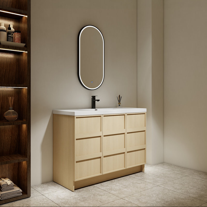 Meuble-lavabo simple 48 po avec portes à fermeture douce et tablettes réglables, 48"