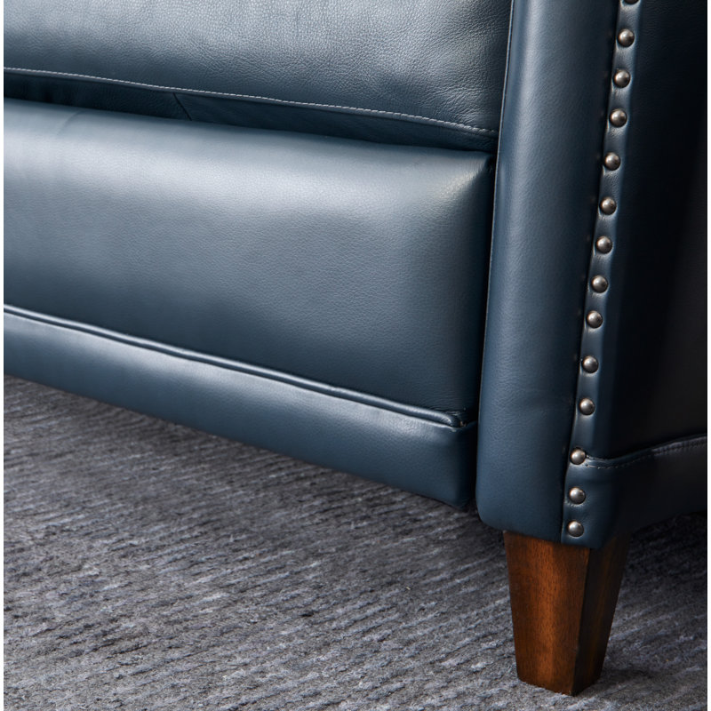 Fauteuil inclinable électrique en cuir véritable Elizabeth, Cuir véritable bleu