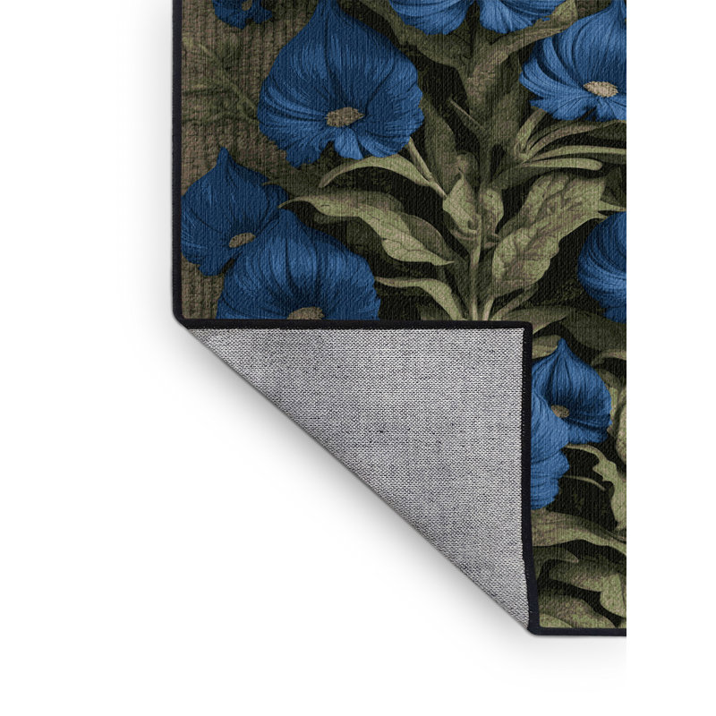 Tapis gris botanique lavable à la machine, Carré 6 pi