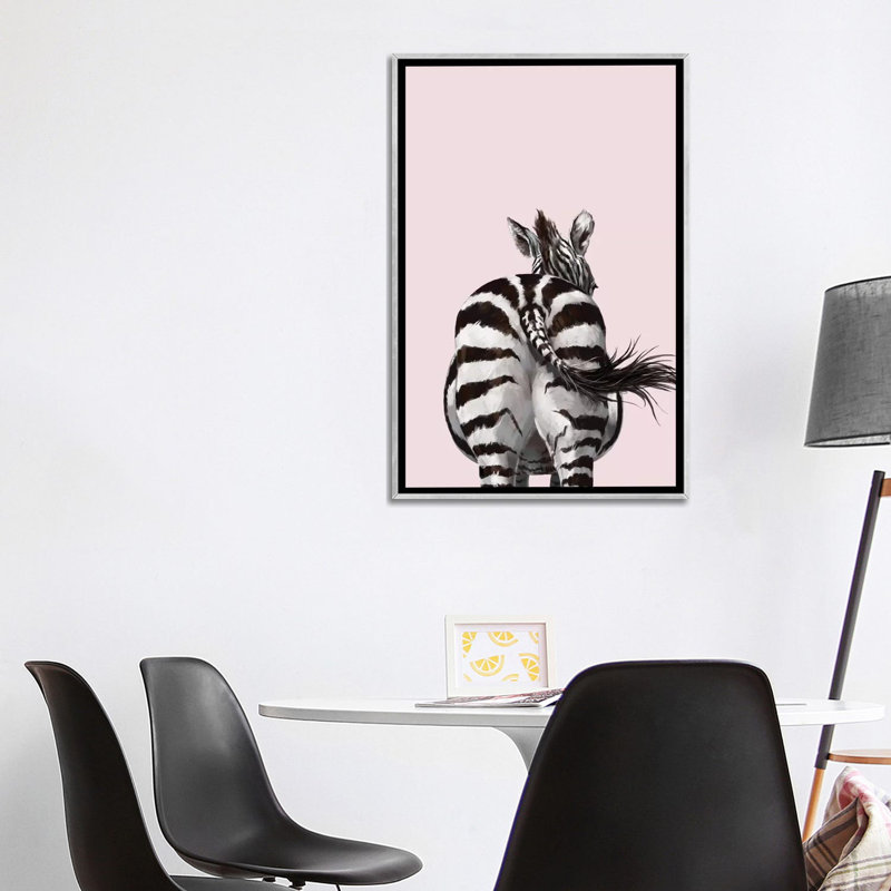 Art à bout zèbre, H 40 po x l 26 po x P 1,5 po, Toile avec cadre argenté